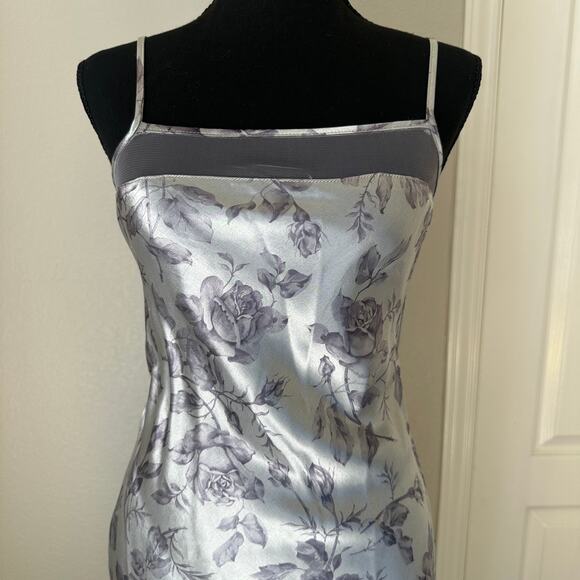 Y2K silver long floral slip dress, whimsygoth, Grunge, vintage 90s Size 7/8 NWT - Picture 3 of 7